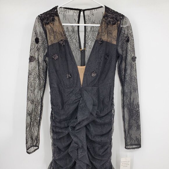 New For Love and Lemons Daisy Lace Whimsigoth Dark Fairy Black Maxi Dress Small - Picture 8 of 16